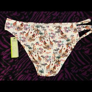 NWT SAM EDELMAN Pool Party Safari Animal Print Bikini Bottoms! Cool Summer!
